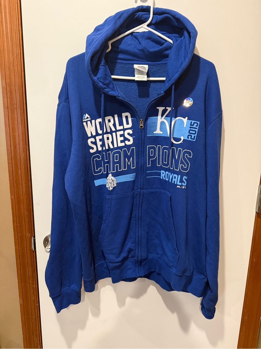 Vintage Majestic Royal Blue KC Royals World Series 2015 Champions Zip Hoodie